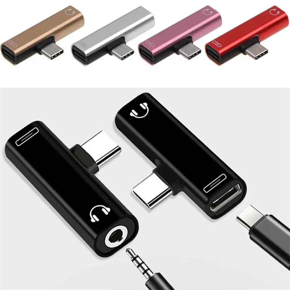 2 In 1 Type C To 3.5mm Jack Earphone Charging Converter USB Type-C Audio Adapter for Xiaomi 6 Huawei P10 Mate 20 Type C Phones