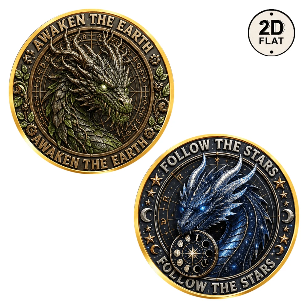 1pc Follow The Stars Cosmic Dragon Challenge Coin Awaken The Earth Nature Dragon Collectible Medal Myth Dragon Keepsake Gifts