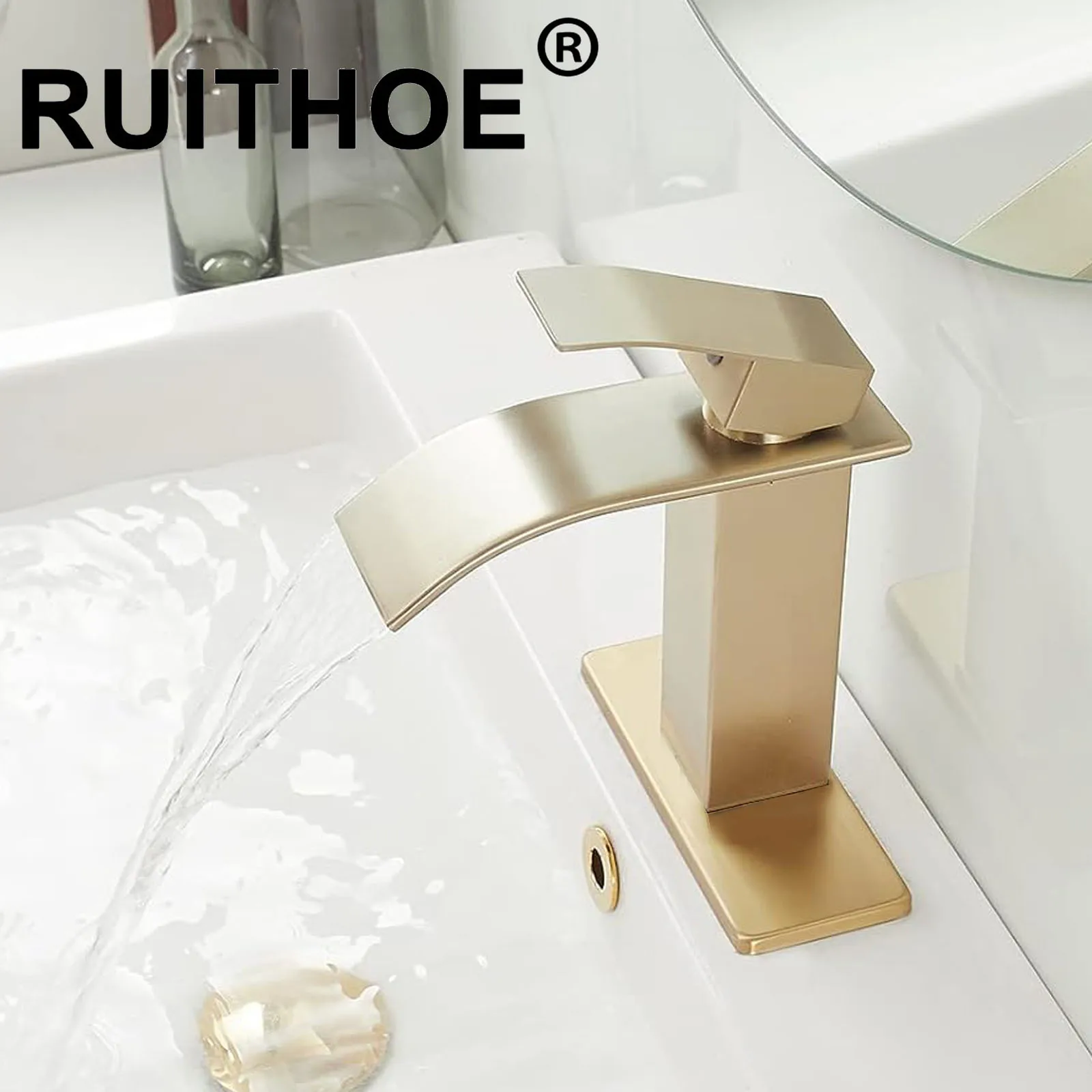 

Waterfall Bathroom Sink Faucet Single Hole Single Handle Modern Vanity Lavatory Basin Mixer Tap Commercail