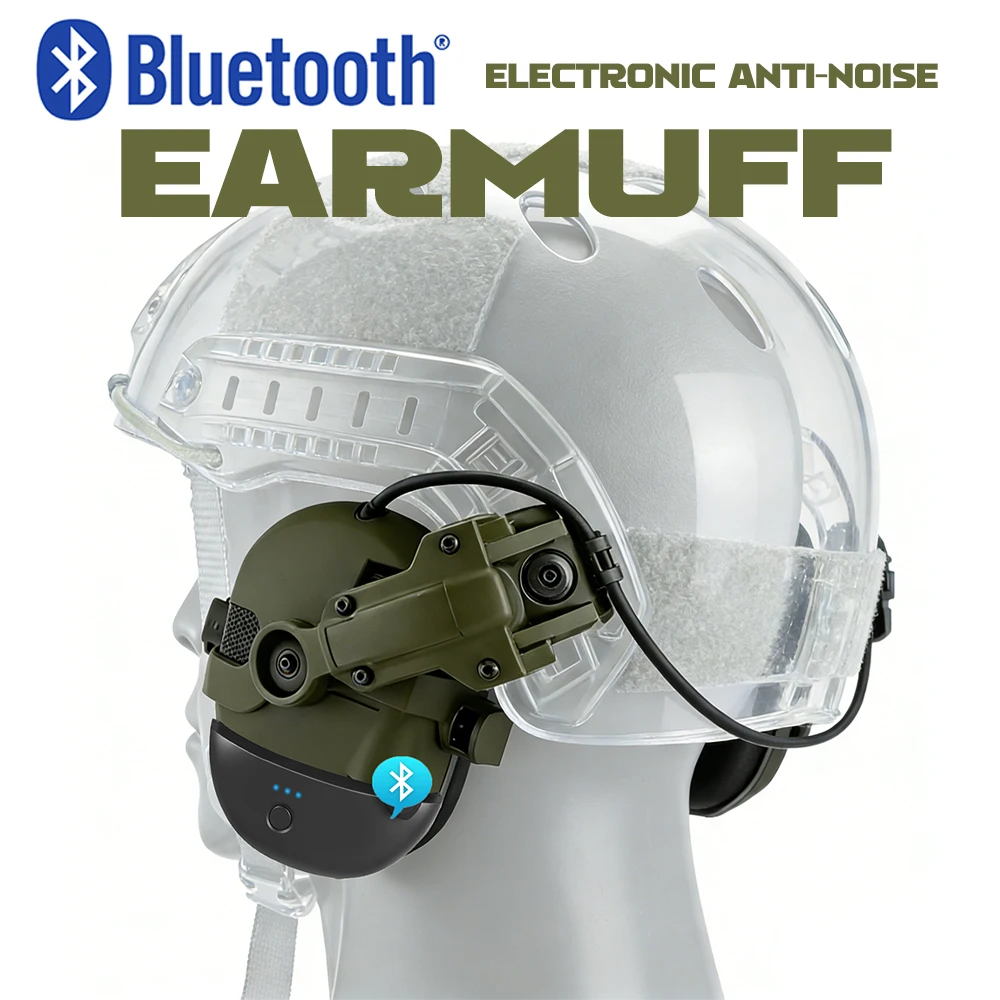 Tactical Electronic Anti-noise Shooting Headset with Bluetooth Adapter (Optional), Hearing Protection Hunting Earmuffs