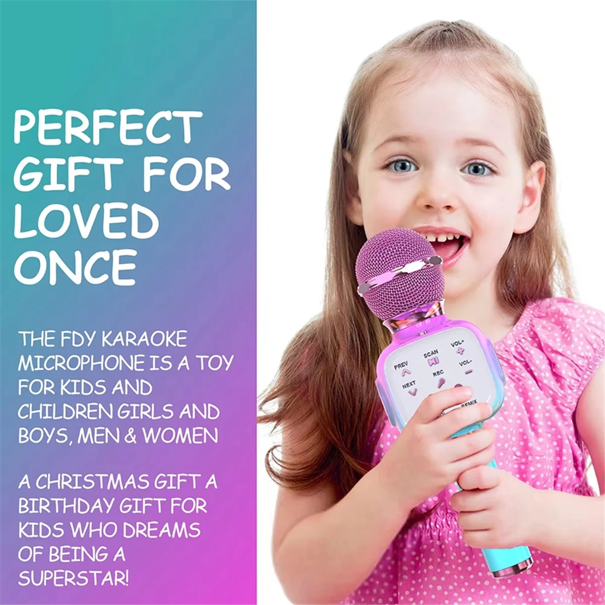 ميكروفون بروجيكتور محمول باليد 3C-WirelessBluetooth للمنزل KTV Party KidGift، A