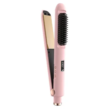 Image Straight Hair Comb Curler with Negative LCD Display Adjustable Straight Hair Comb with Multiple Levels Straightening Brush