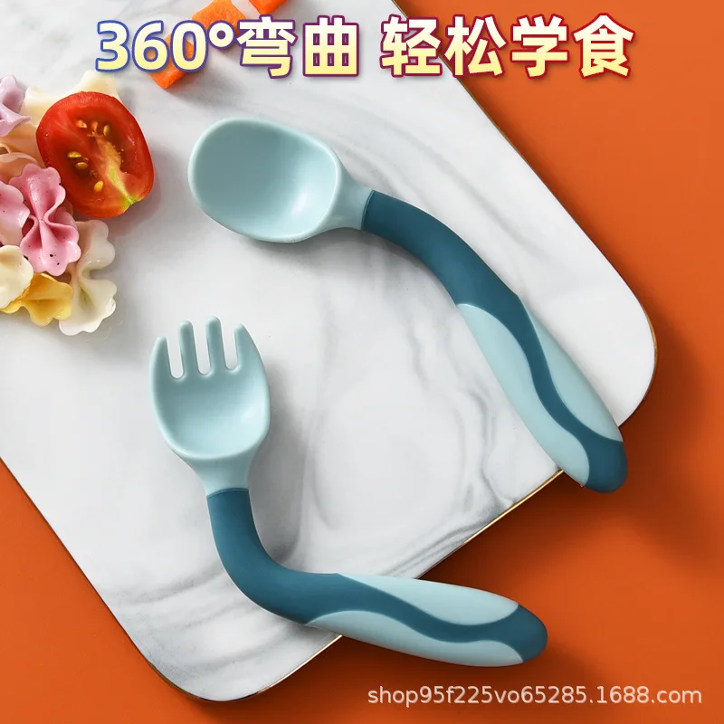 

2Pcs Bendable Baby Spoon and Fork Soft Toddler Feeding Utensils for Children Kids Training Cutlery Infant Tableware Eating Tools