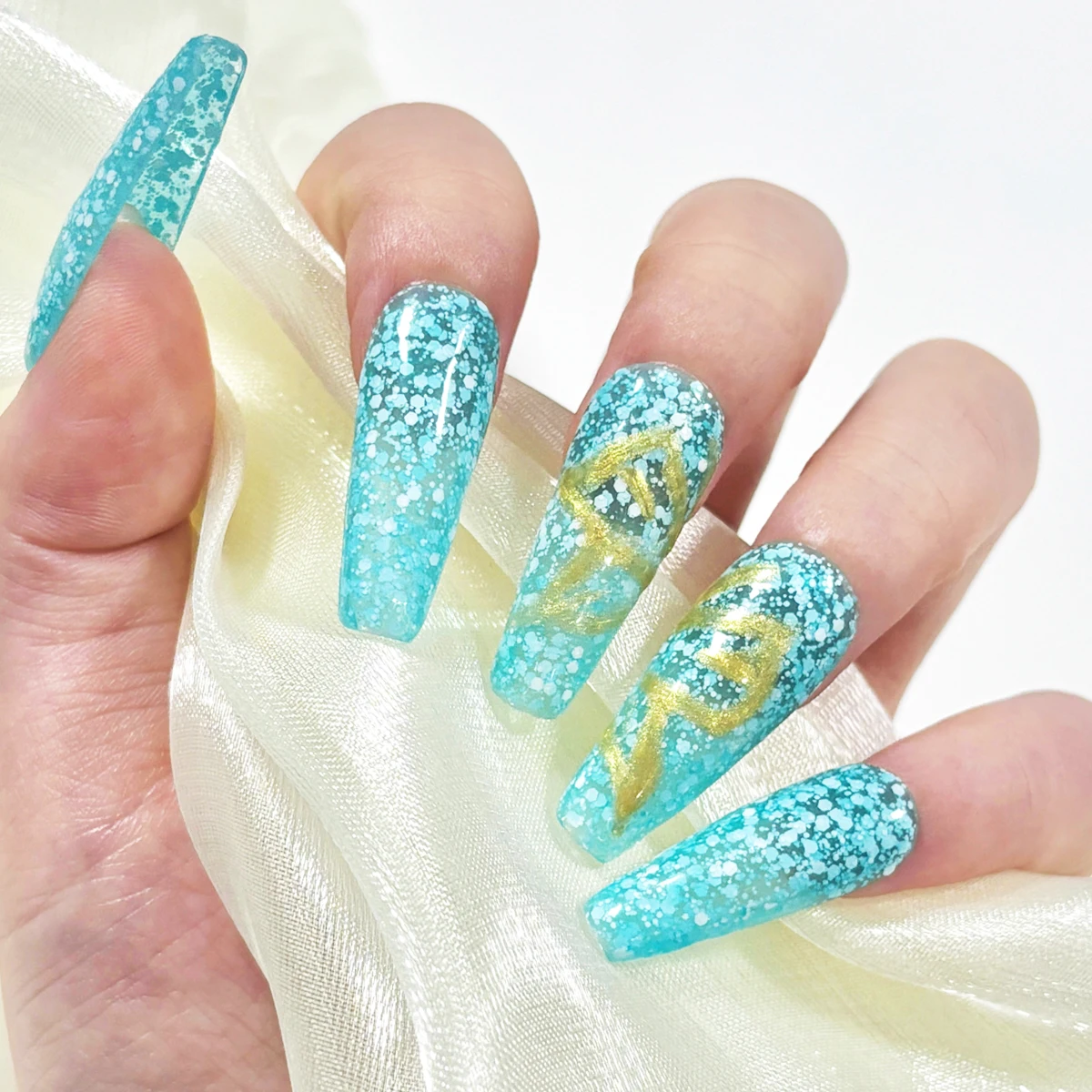 طلاء جل بتأثير ندفة الثلج مع ترتر لامع فلوري ومعطف علوي للثلج - مثالي لفن الأظافر بنفسك في المنزل أو صالون M #4