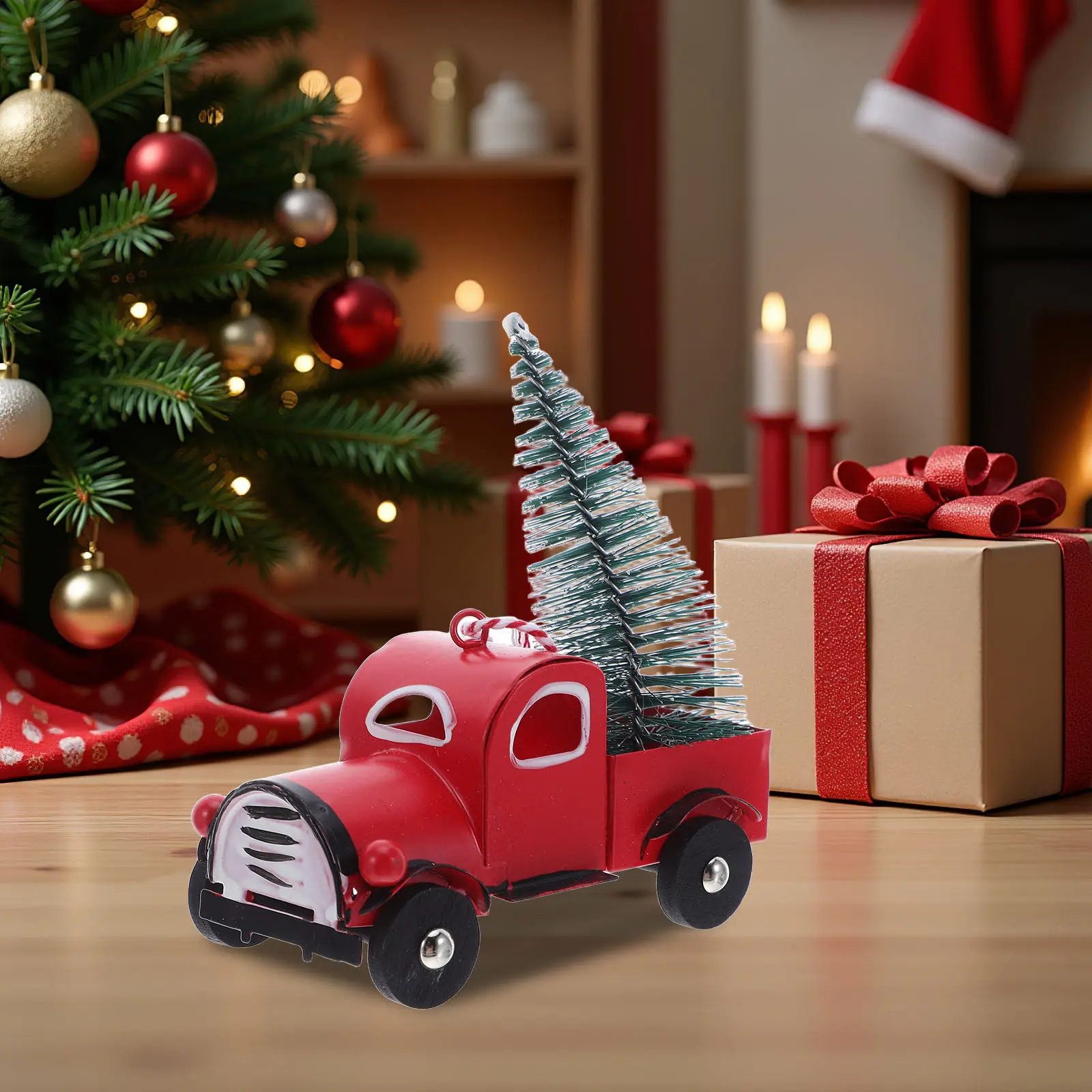 Christmas Tree Pickup Pendant Small Iron Car Hanging Ornament Retro Metal Xmas Holiday Party Tree Decorations Retro Car Ornament