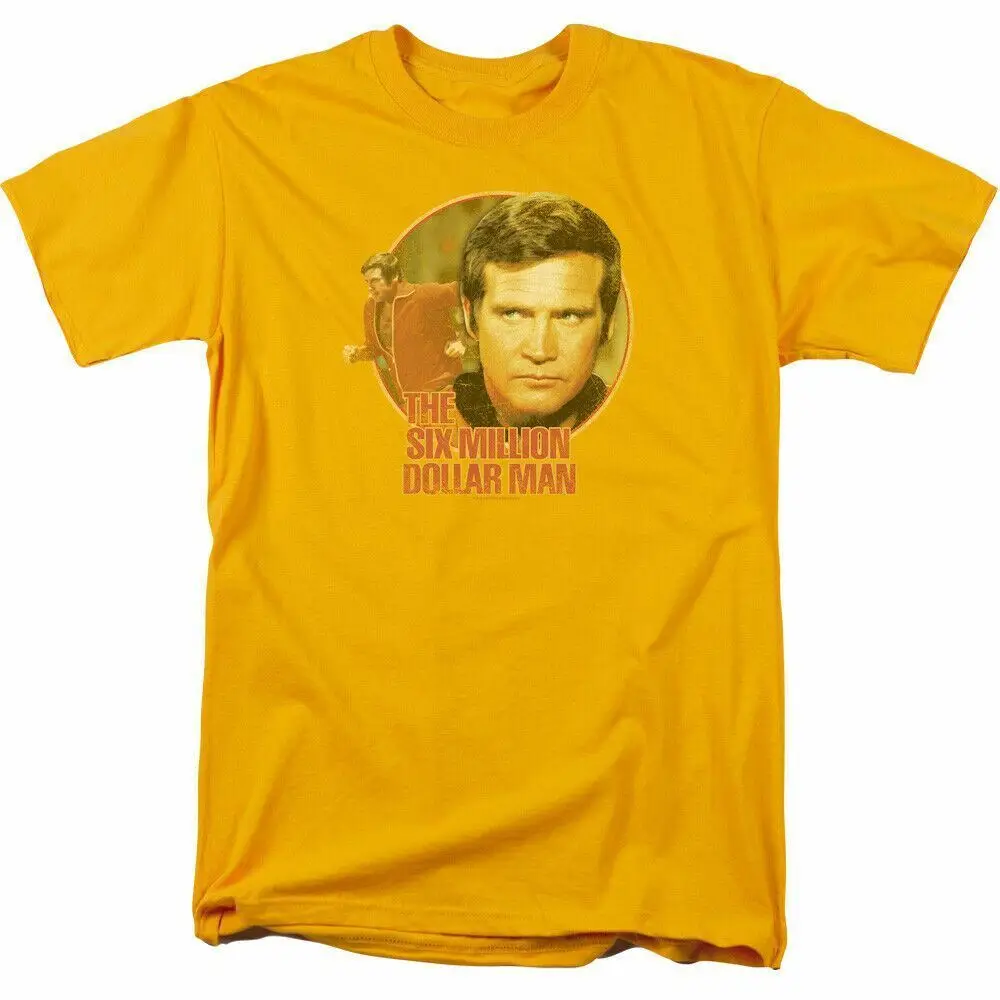 The Six Million Dollar Man Run Faster T Shirt Mens Licensed Classic TV Gold