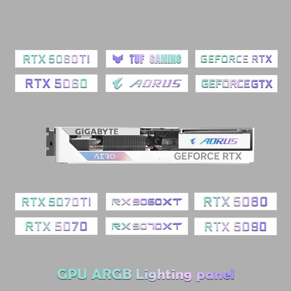 

Белая ARGB-панель подсветки VGA для AORUS GEFORCE GTX ROG TUF Gaming 5060 5070ti 5080 5090 RX9070/9060XT Faith Lamp AURA SYNC
