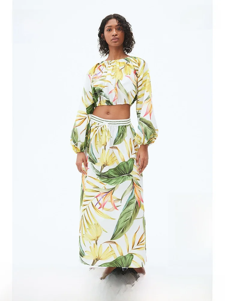 

Женская зимняя шелковая юбка H&M, удлиненная, с завышенной талией, 100% хлопок, коллекция Premium, весна 2025