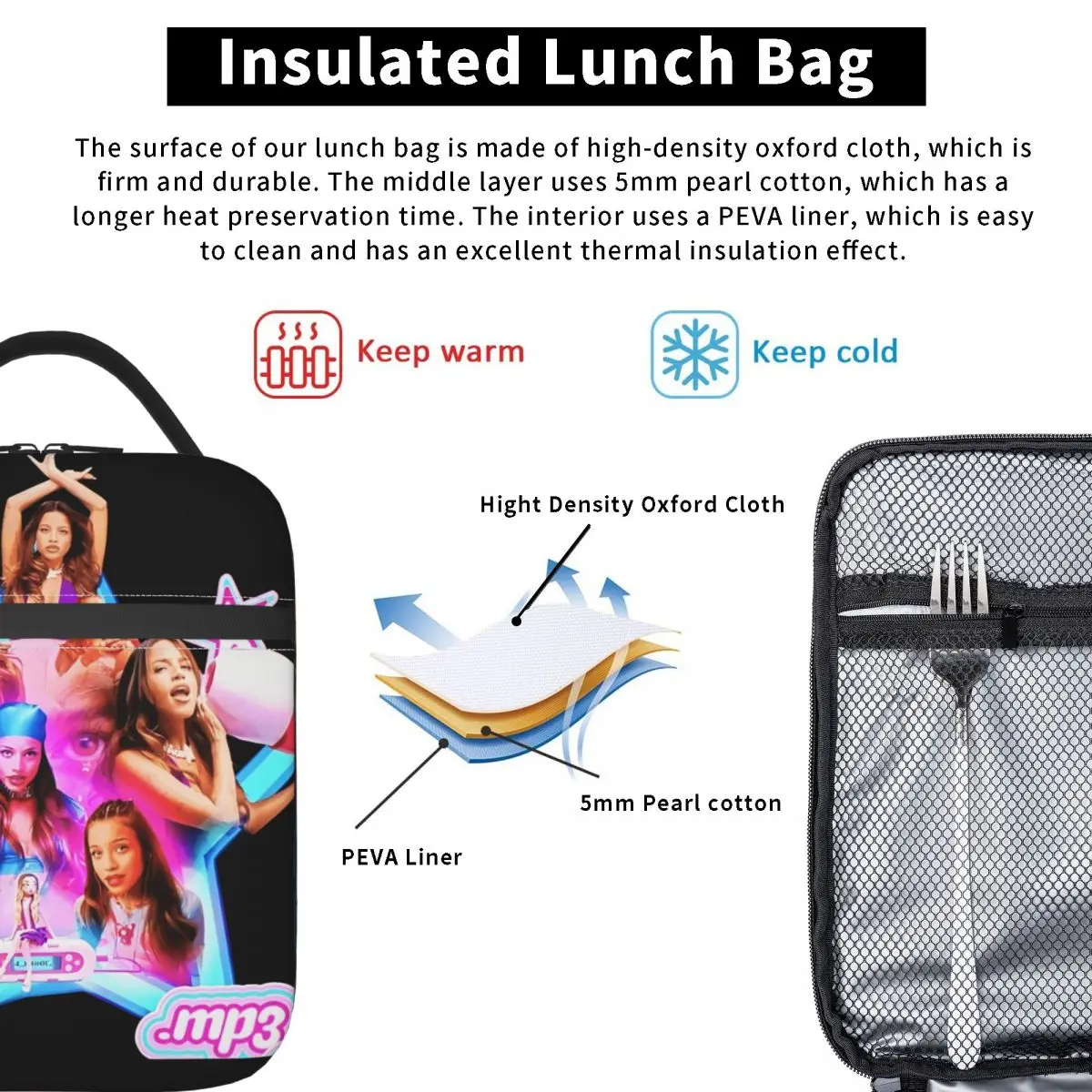 Singer Emilia Mernes MP3 Tour 2025 Borsa per il pranzo Borse per il pranzo termiche portatili per borsa termica personalizzata impermeabile per adulti