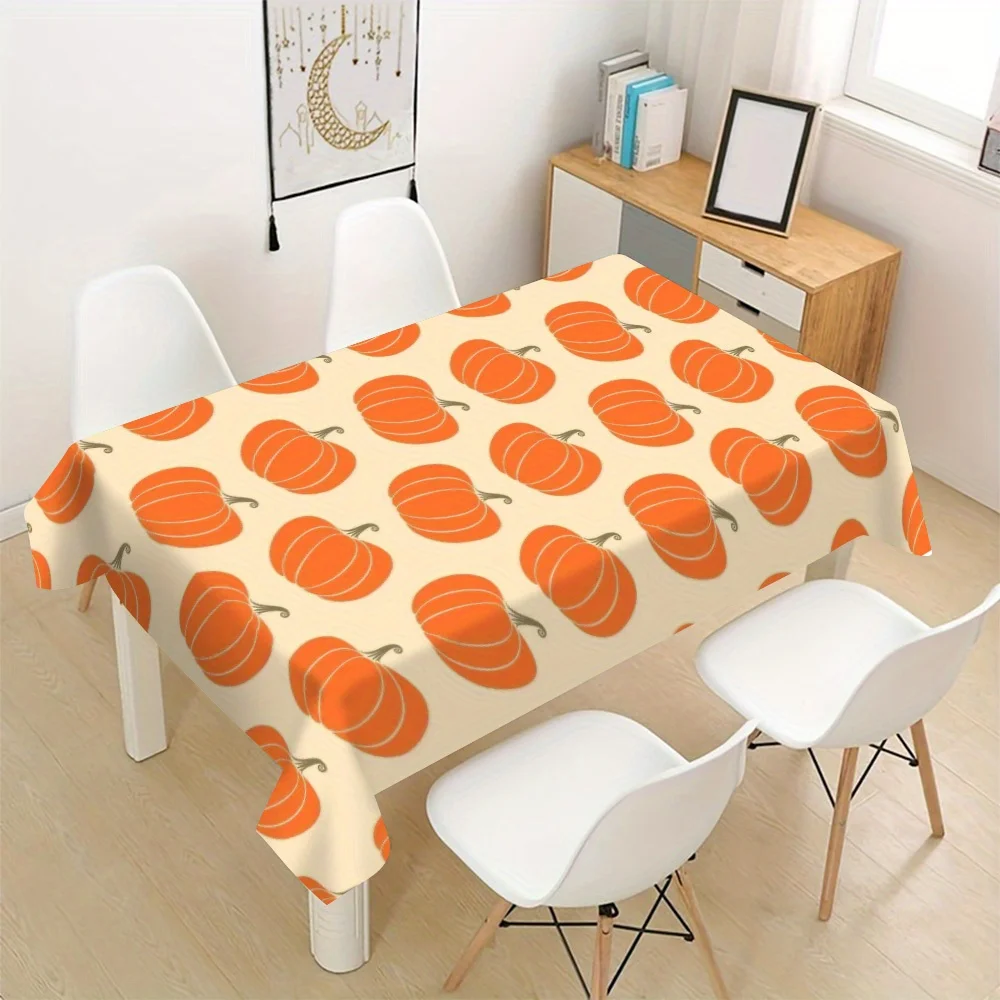 Pumpkin Print Waterproof Tablecloth for Dining Room Kitchen Counter Buffet Table Autumn Harvest Decor
