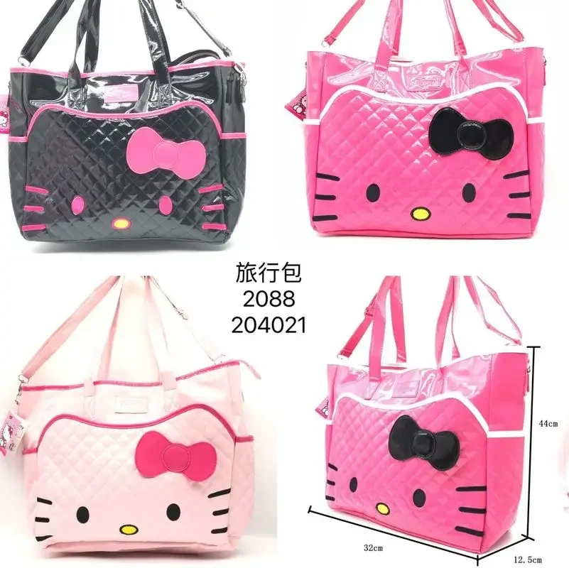 2024 New Hot Selling Sanrio Hello Kitty Women\'s Shoulder Bag Girl Cartoon Fashion Pu Waterproof High Capacity Convenient Handbag