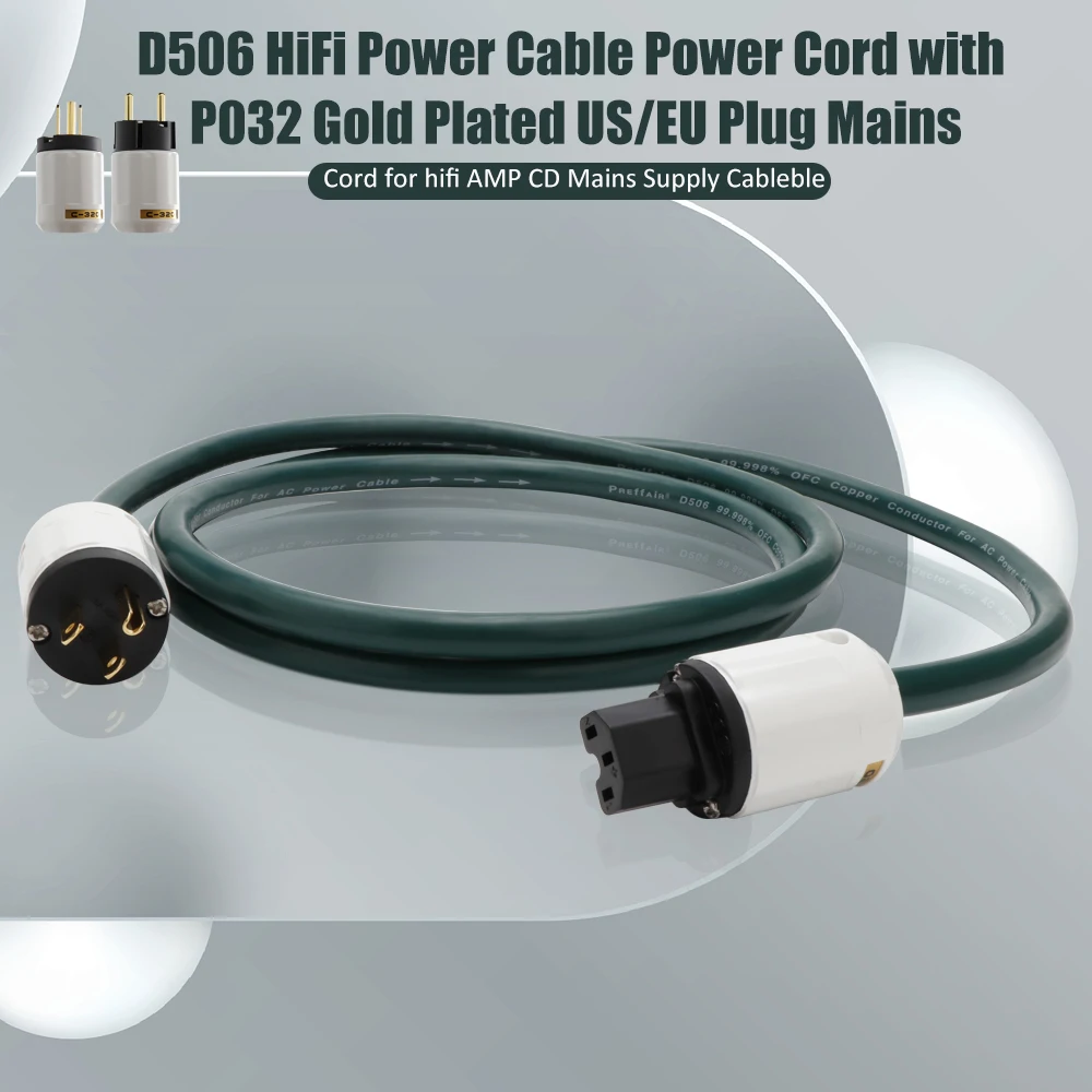 Hi-End OCC Crystal Copper Power Schuko Cord Cable 125V 15A C13 HiFi Audio Power Cable US/EU Schuko DVD CD AMP