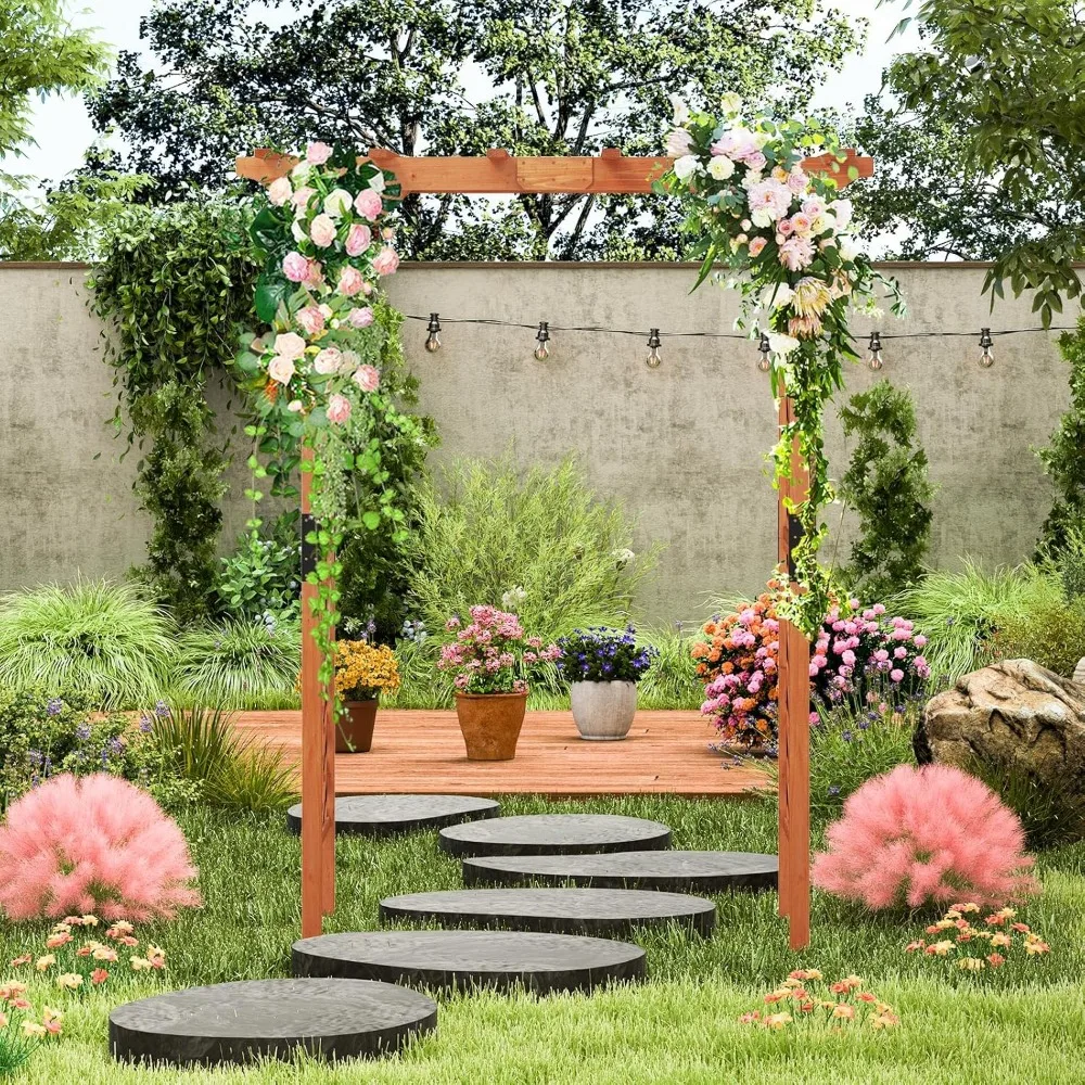 

84-деревянная садовая беседка, 88-дюймовая деревянная подставка для фона, свадебные арки, беседка, арка для восхождения растений, решетка