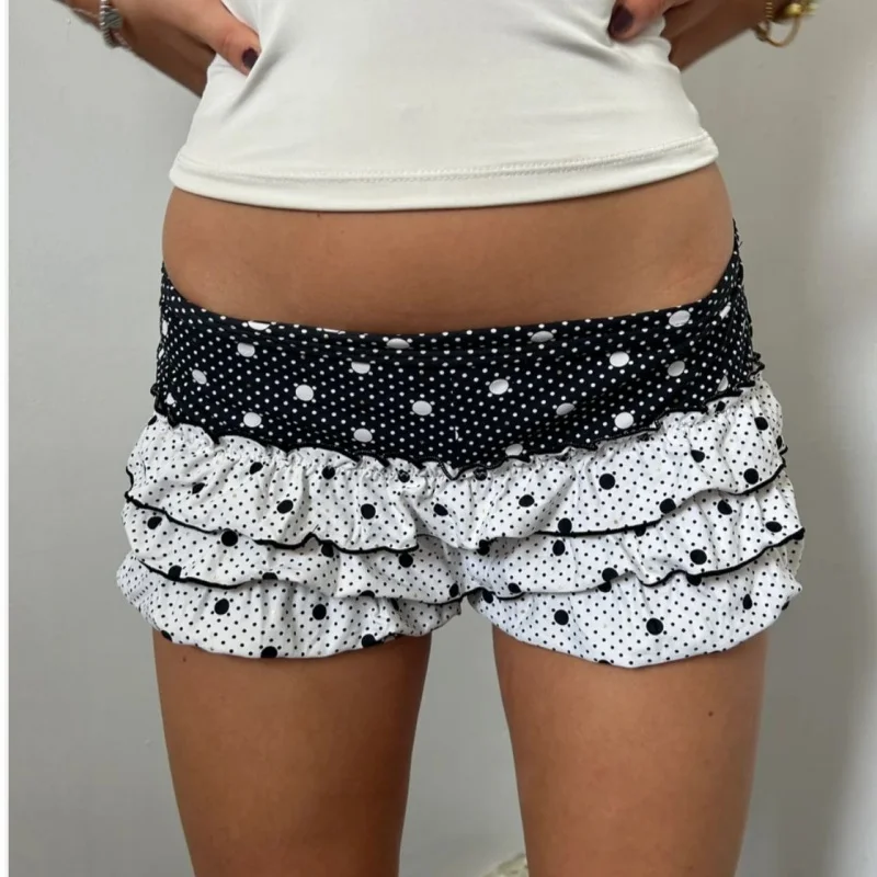 

Шорты в стиле Y2K для японских женщин: готические, с принтом в горошек, в стиле Харадзюку, фейрикор, гранж, милые, лолита, кавай, с бантом