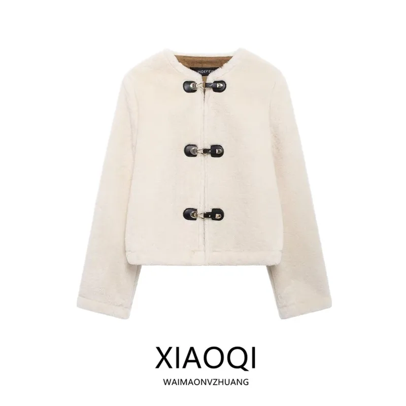 

Новая женская модная двусторонняя куртка с длинными рукавами и декоративными шнурами, универсальная прямая верхняя одежда, осень 2024