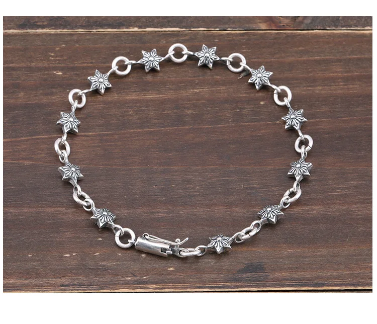 S925 sterling silver bracelet with Japanese and Korean Thai silver six pointed star Chaoren original Sufeng jewelry black silver