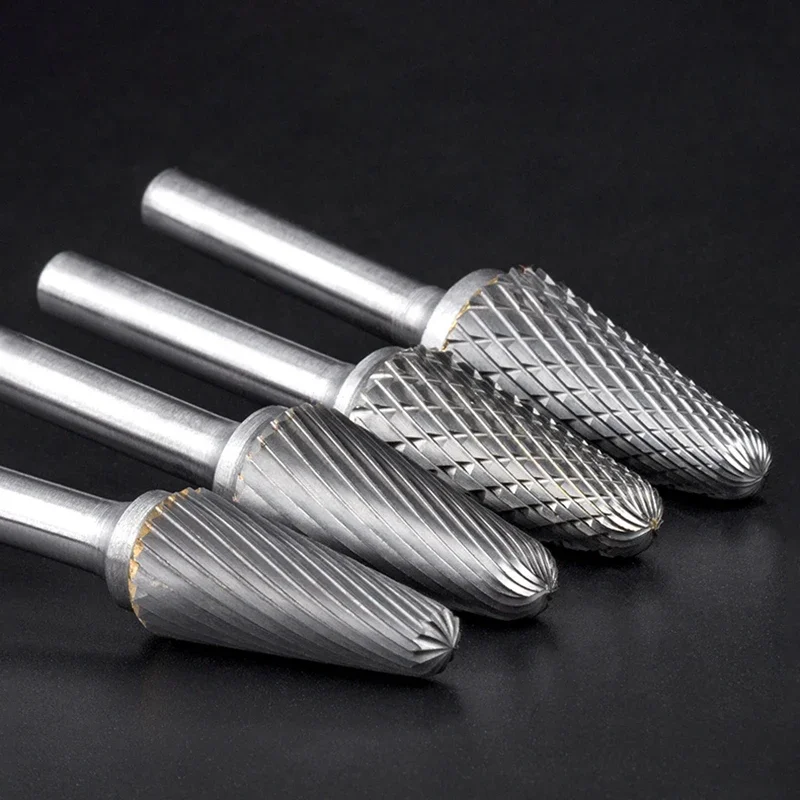 Rotary File Carbide L Taper Dome 6~16mm Alloy Grinding Bit Milling Cutter 6mm Shank Tungsten Steel Grinding Bit