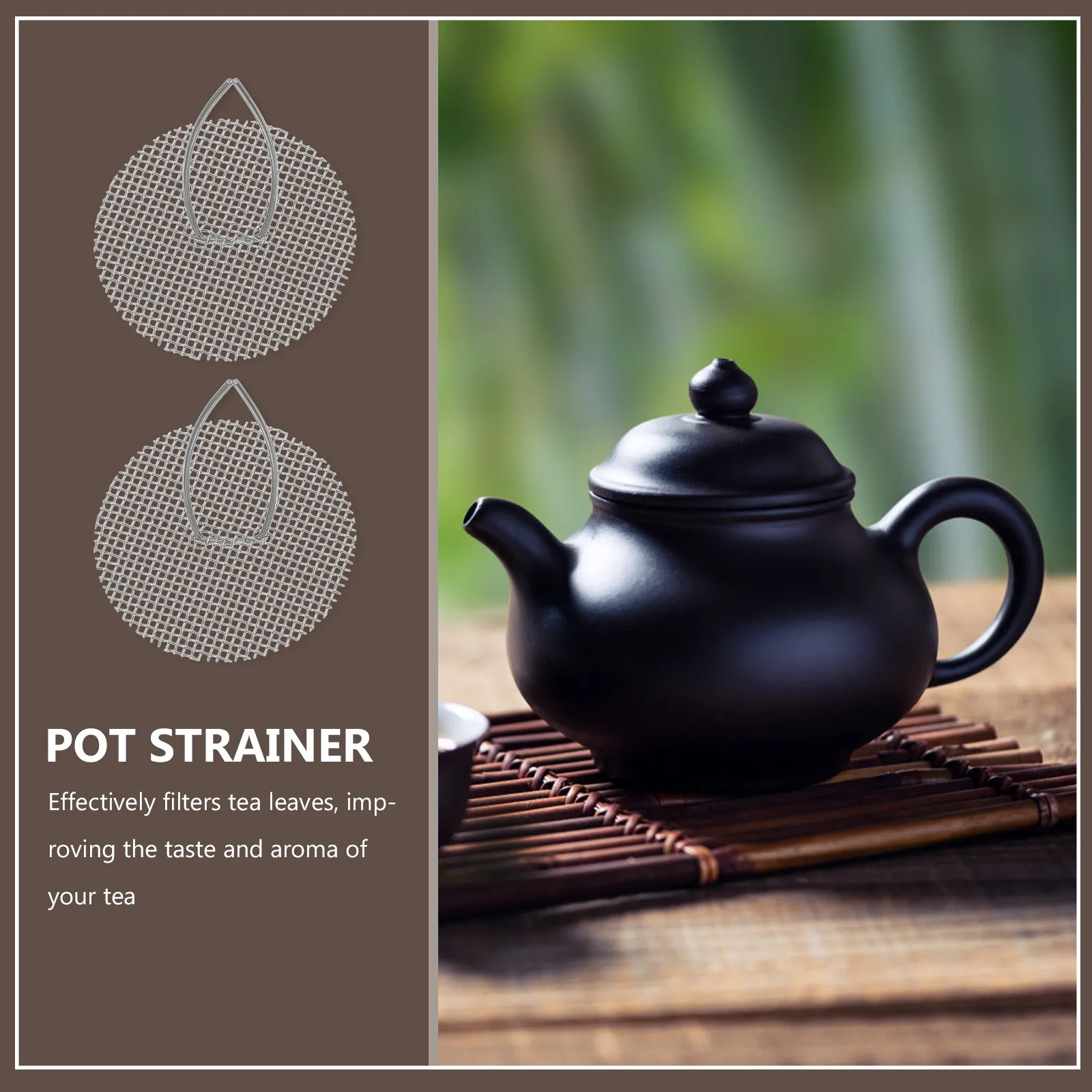 2Pcs Universal Teapot Filter Insert Stainless Steel Spout Mesh Strainer for Puer Gongfu Tea Brewing Prevent Clogging Enhance