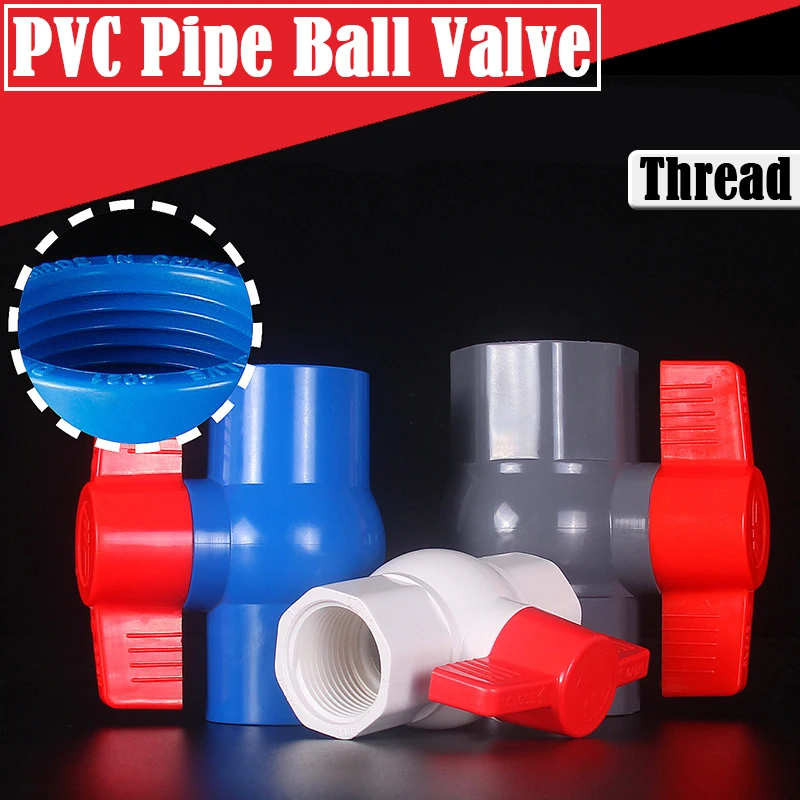 5Pcs/Lot Female Thread 1/2''-3'' PVC Pipe Ball Valve Aquarium Fish Tank Water Supply Tube Switch Garden Watering Tube Valves