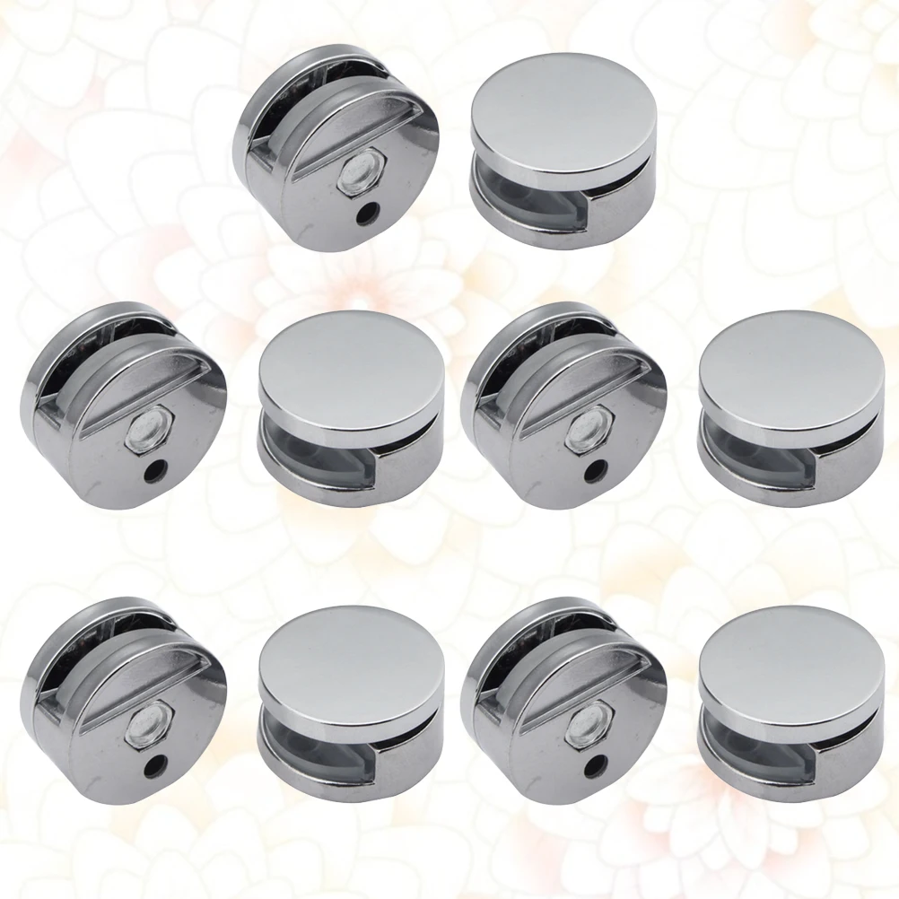 

10pcs Mirror Holder Clip Zinc Alloy Rubber Wall Mount Bathroom Mirror Support No Punch Installation Round Glass Fixing Bracket