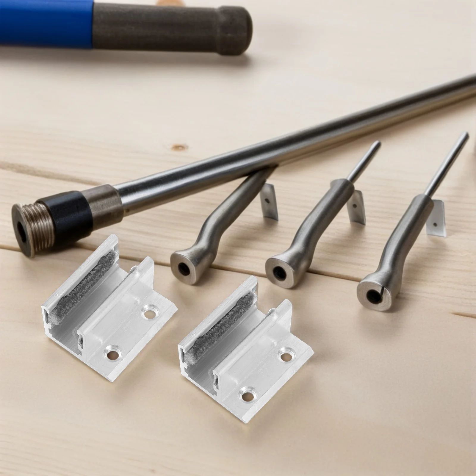 

2Pcs Sliding Glass Door Anti-Sway Device F-Shaped Groove Floor Guide for Frameless Doors Easy Install Stable Glass Door Hardware