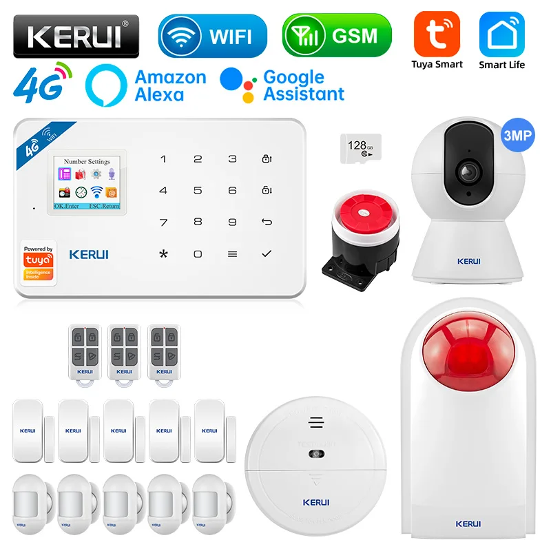 

Охранная сигнализация KERUI W184 Tuya Smart Home, GSM 4G Wi-Fi, охранная сигнализация с защитой от кражи, комплект с датчиком, 6 языков, для гаража