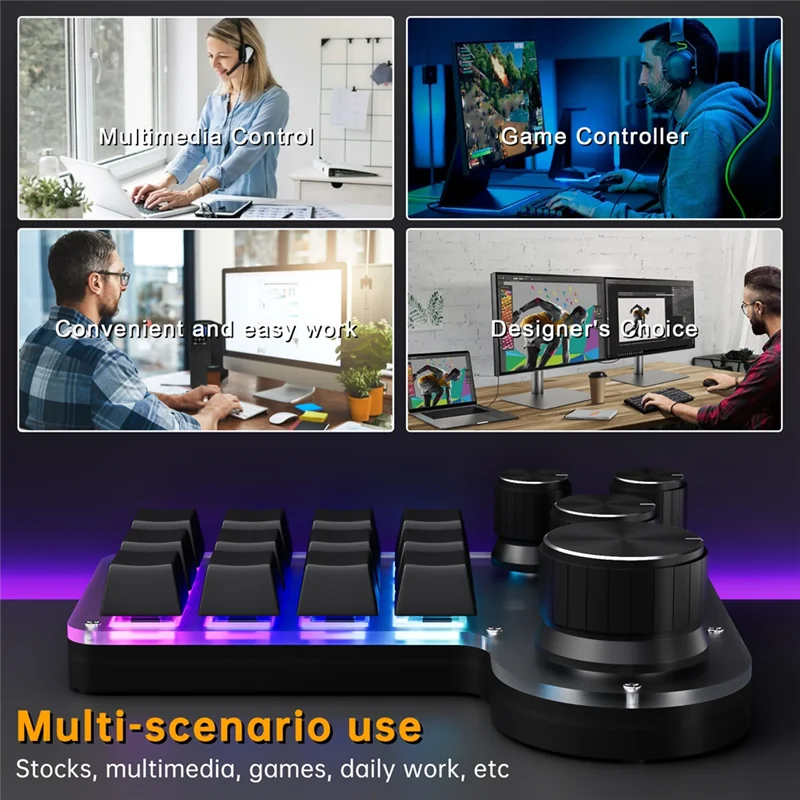 

New!!Mini Custom Keyboard 12 Keys 4 Knobs RGB BT Mechanical Keyboard Hotswap Programming Macro Gaming Keypad