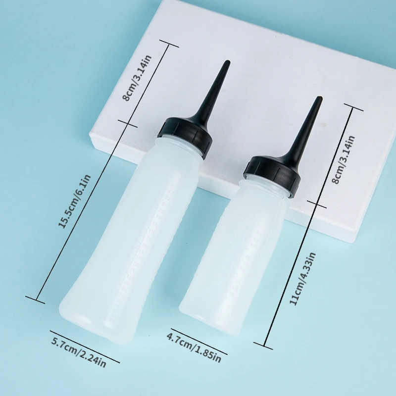 2pcs/set 240ml 120ml Clear Plastic Hair Oil Applicator Bottle for Salon and Home Use - Pointed Tip for Precision Application