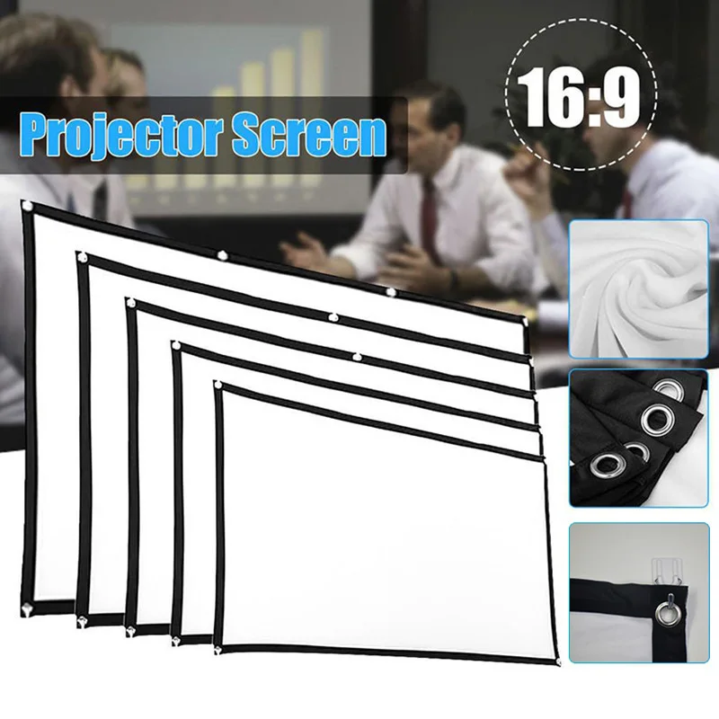 

Simple folding portable polyester soft curtain 100 inch 120 inch projector screen outdoor movie projection curtain