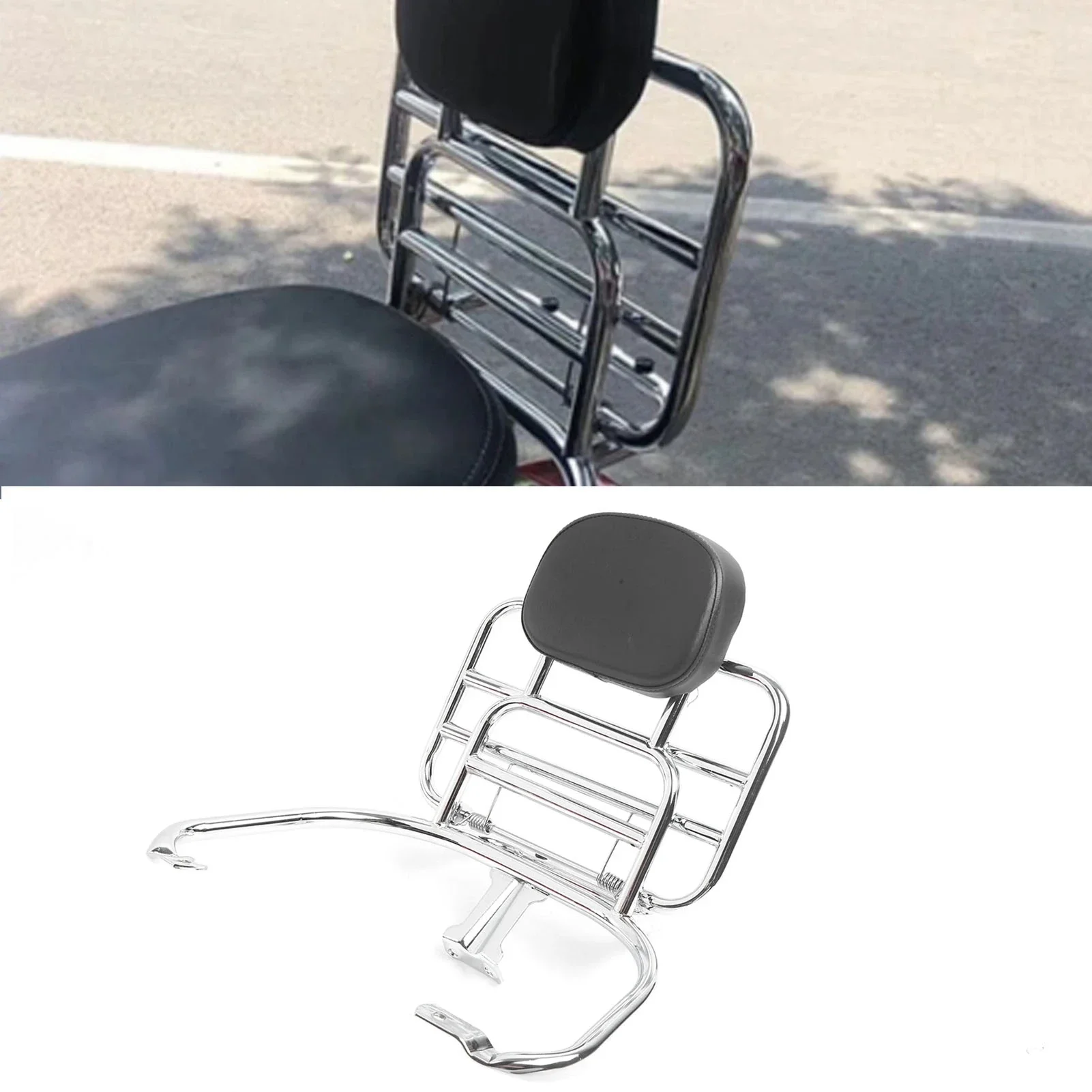 

Motorcycle Luggage Holder Luggage Carrier Bracket Silver Rear Luggage Rack with Backrest Cushion Fit for Sprint Primavera 150