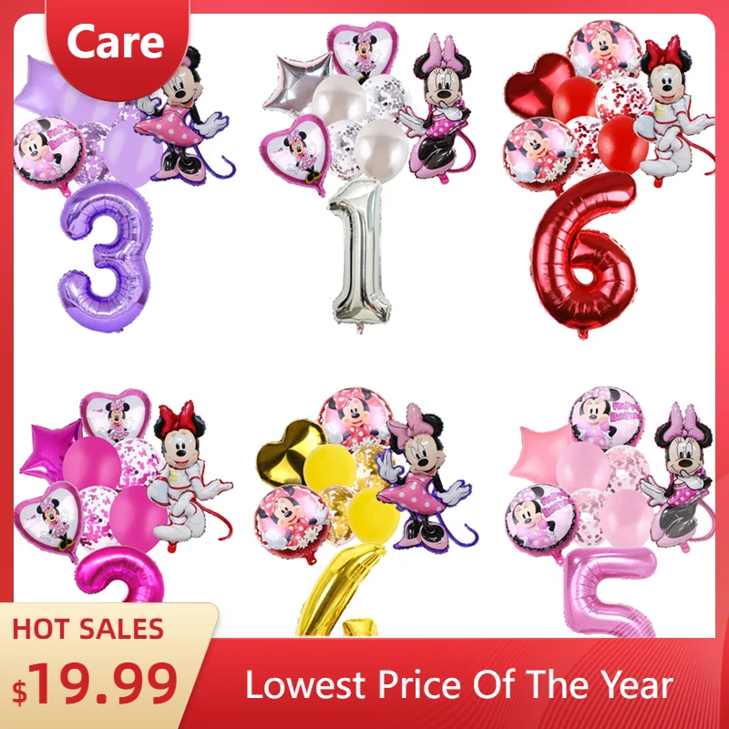 Różowy kostium kosmiczny Myszka Minnie Motyw Dekoracja urodzinowa Numer Balon z folii aluminiowej Baby Shower Rekwizyt fotograficzny Prezent dla dziewczynki