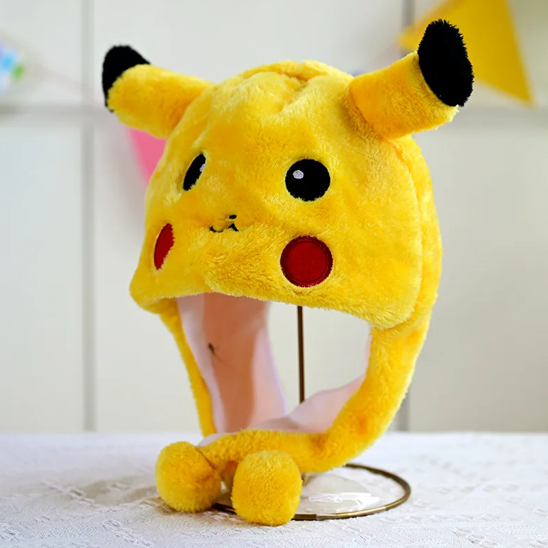 Pokemon Cartoon Pikachu Short Ear Hat Cute Winter Protection Hat Caps For Boy Girl Cosplay Toys