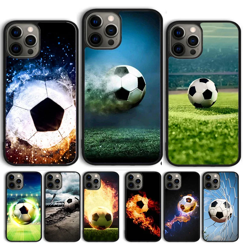 Fire Football Soccer ball Phone Case Cover For iPhone 15 16 11 13 14 Pro Max 12 mini Plus X XS Max XR Fundas