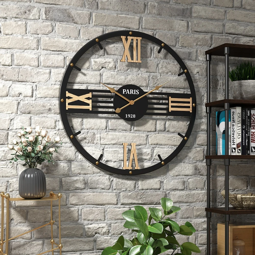 Modern Simple16 Inch Iron Wall Clock Nordic Home Decoration Living Room Wall Clock Dining Room 40cm Silent Metal Wall Watch