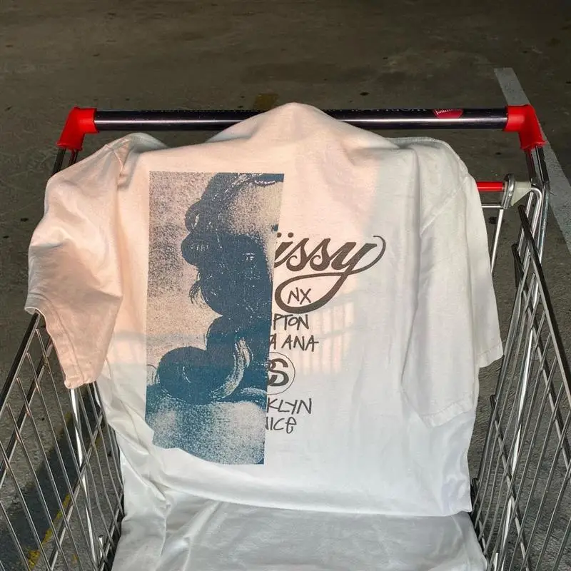 2025 Nuovo design retrò modello di stampa metà casual T-shirt a maniche corte gotico Y2K Premium Street Wear puro cotone unisex