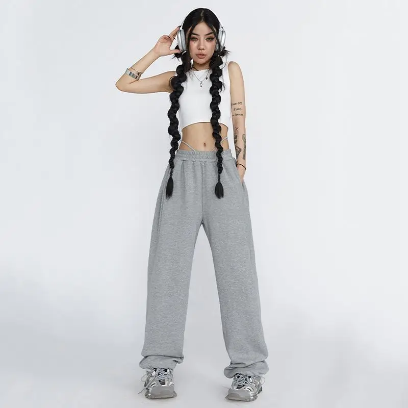 Qweek Frauen y2k baggy Jogging hose Vintage Harajuku hohe Taille weibliche Jogger hose elastische lässige Streetwear übergroße breite Hose