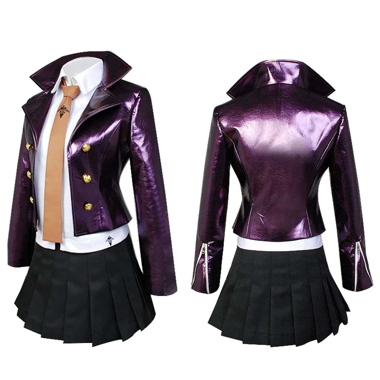 Kyoko Kirigiri Dangan Cosplay Costume Ronpa Jacket Shirt Skirt Suit with Gloves Women Halloween Roleplay Leisure Top