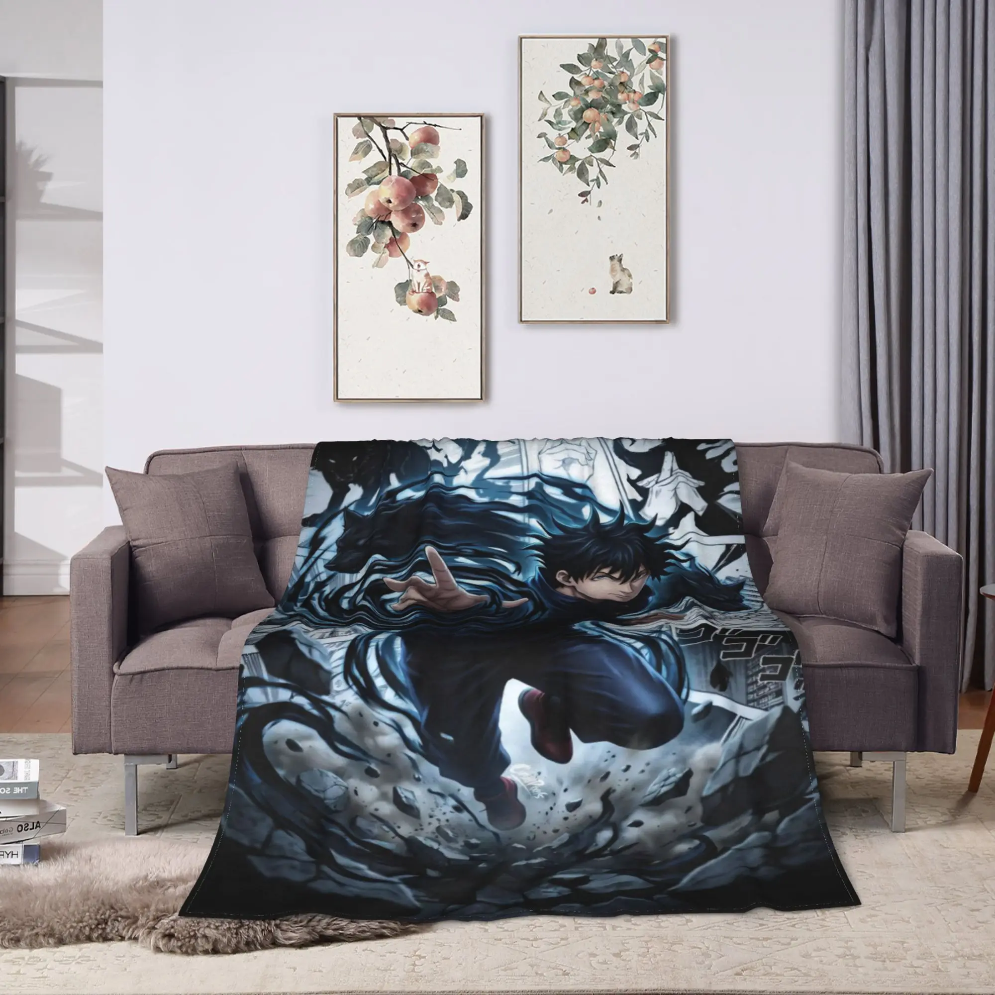Megumi Fushiguro Flannel Blankets J-Jujutsus K-Kaisens Warm Soft Throw Blanket for Home Decor Novelty Bedspread Sofa Bed Cover