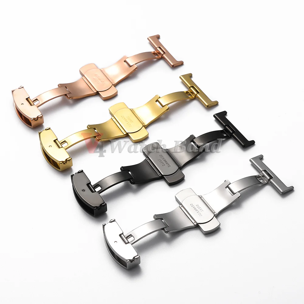 Stainless Steel Clasp Strap for Watch Band 18mm 20mm 22mm Deployment Butterfly Buckle Double Click 10/12/14/16mm Watchband Clasp