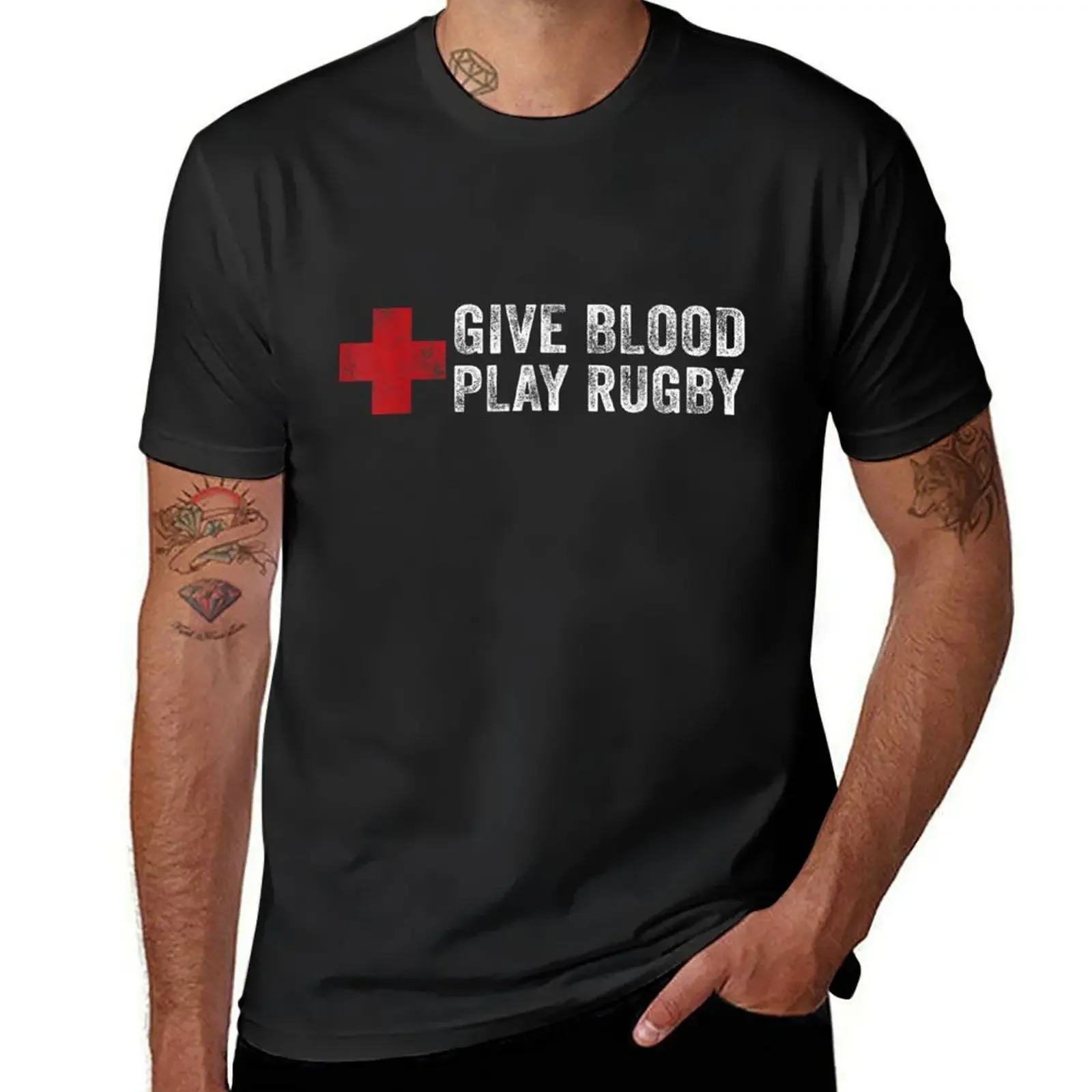 Give Blood Play Rugby Player Funny Rugger League Union T-Shirt new edition vintage t shirts compression shirt men