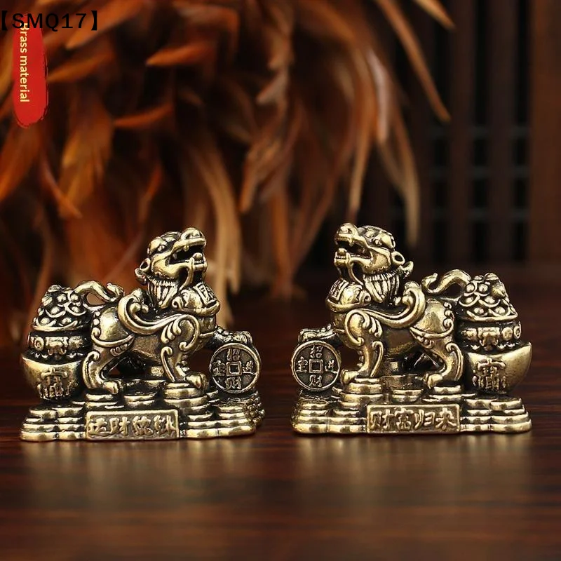 Brass Chinese Feng Shui Pixiu Statue Attracts Wealth Luck For Home Office Business Desktop Decorations Crafts Home Ornament【SMQ】