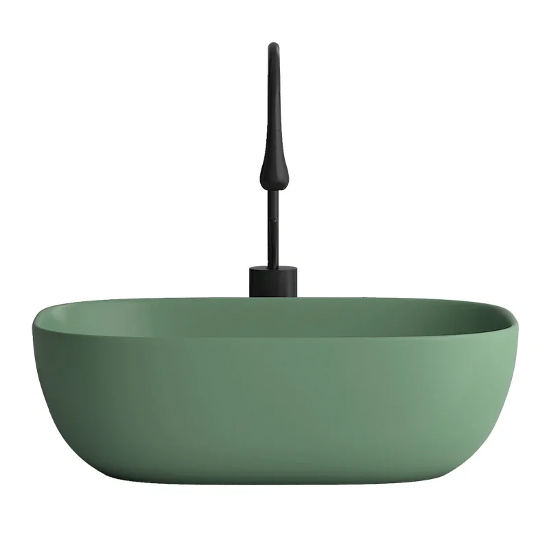 

Creative Art Countertop Basin Matte Green Ceramic Basin Toilet Wash Basin Washbasin