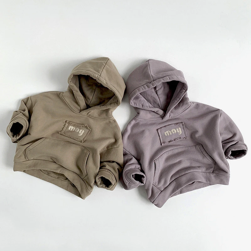 

Boys And Girls Hooded Fleece Hoodie 2025 Winter New Item Children's Versatile Trendy Top Children's Clothing
