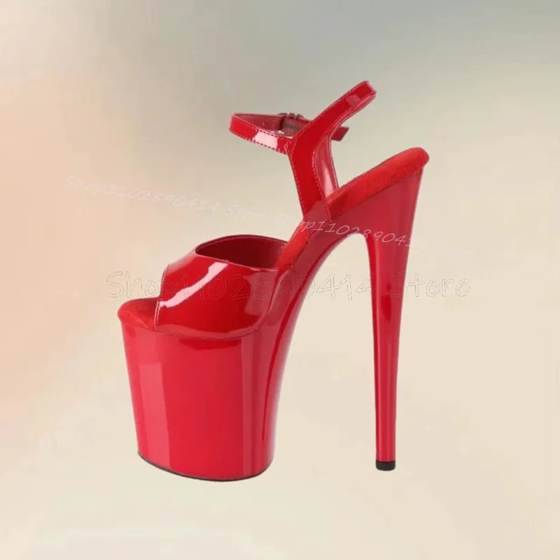 Red Super High Platform Peep Toe Sandals Ankle Buckle Strap Women Shoes Stilettos High Heels Sexy Party 2024 Zapatos Para Mujere