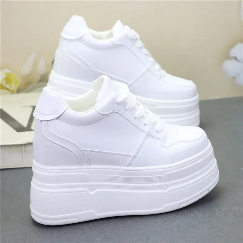 ربيع الخريف المرأة منصة أحذية رياضية 12 سنتيمتر نعل سميك 10 سنتيمتر الداخلي رفع حذاء كاجوال مريح ل صغيرتي طويل القامة أحجام كبيرة