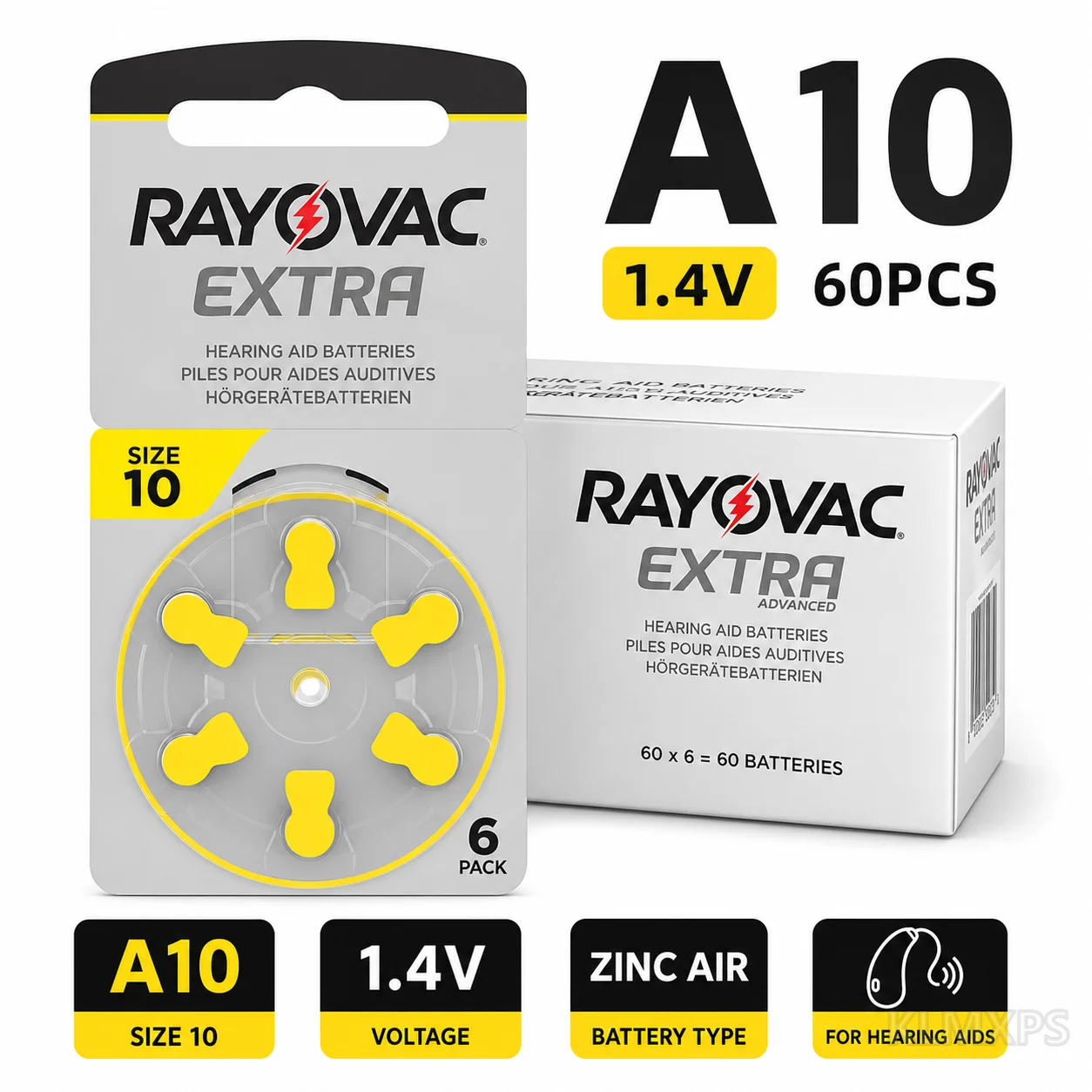A10 PR70 Hearing Aid Battery Zinc Air Button Cell for Digital Hearing Aids 6-60PCS Replacement Battery Pack 1.4V