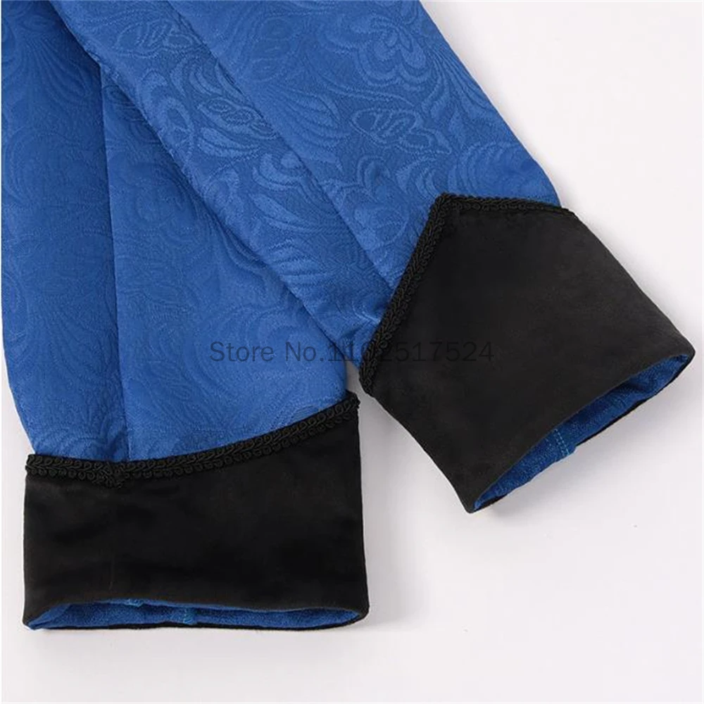 Men Steampunk Tail Coat Jacket Black Gothic Victorian Frock Coat Jacquard Clothing Dress Up Blue Trench Cosplay Costumes