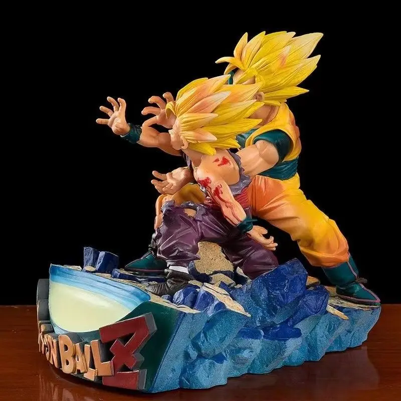 Dragon Ball Son Goku 2D animation peripheral creative classic father and son shock wave scene desktop model decorative ornaments