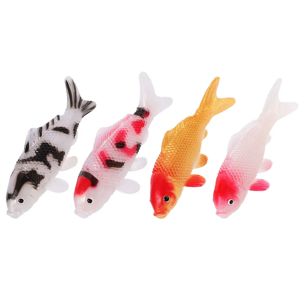 

4pcs Realistic Koi Fish Figurines Mini Aquarium Decorations Fake Goldfish for Fairy Garden Office Home Fish Tank Accessories Sea