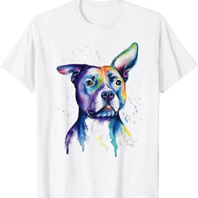 

Красочная забавная футболка с изображением питбуля-терьера Dog Love r Dad Mom_ Boy Girl